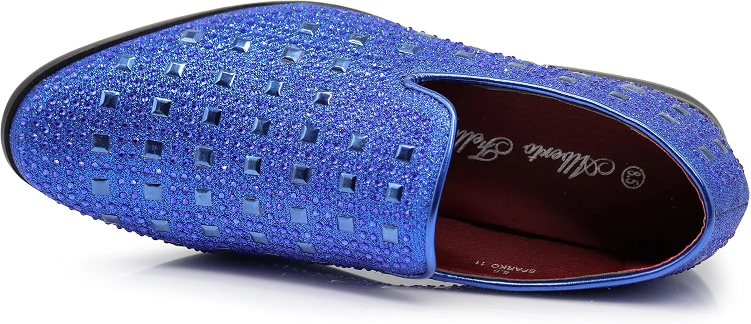 SPK11 Men's Vintage Fashion Rhinestone Designer Dress Loafers Slip On Shoes Classic Tuxedo Dress Shoes