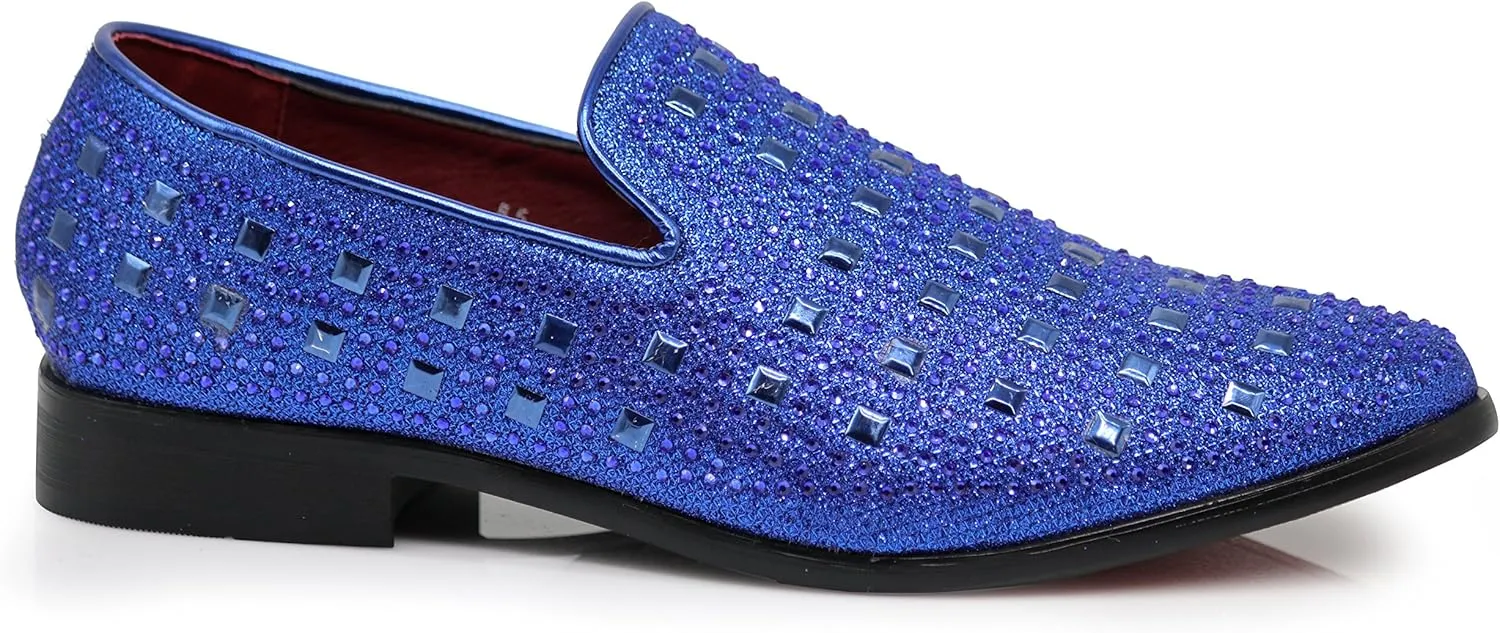 SPK11 Men's Vintage Fashion Rhinestone Designer Dress Loafers Slip On Shoes Classic Tuxedo Dress Shoes
