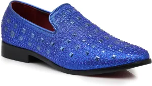 SPK11 Men's Vintage Fashion Rhinestone Designer Dress Loafers Slip On Shoes Classic Tuxedo Dress Shoes