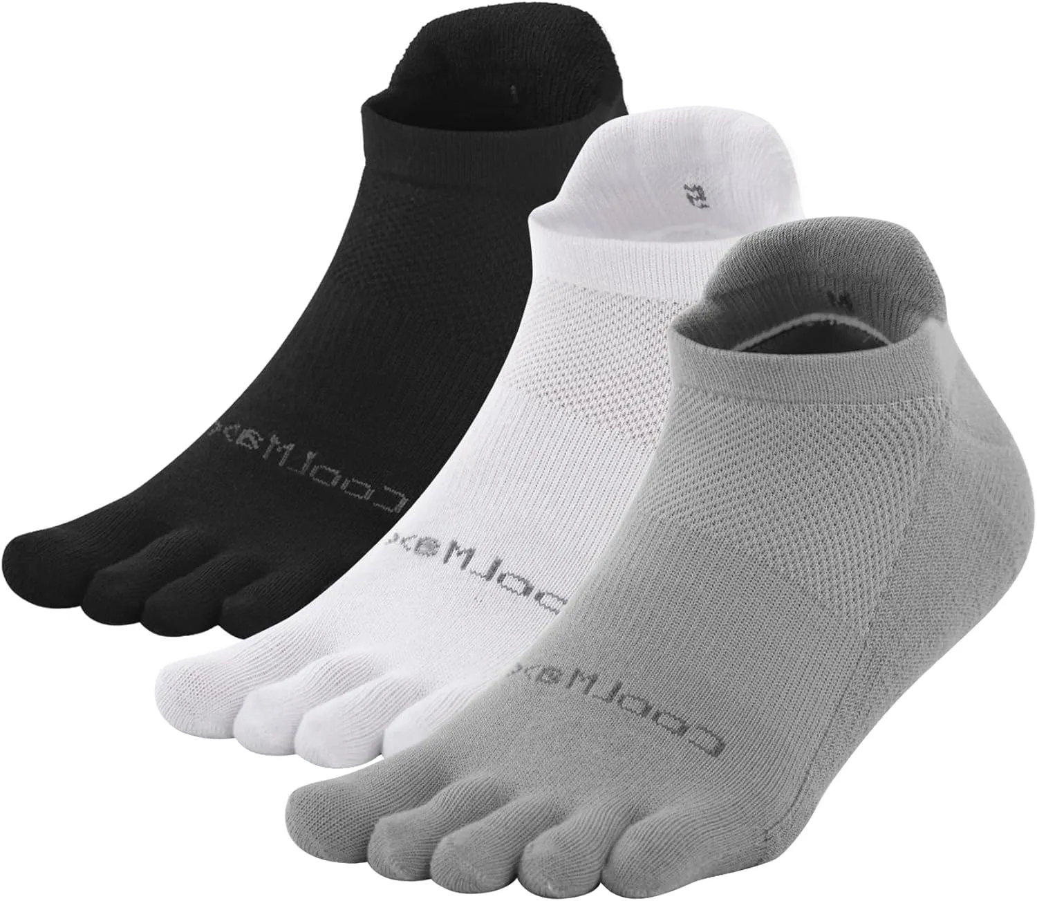 Toe Socks for Men Women Coolmax Cushioned Five Finger Socks 3 Pairs Athletic Breathable Running Socks