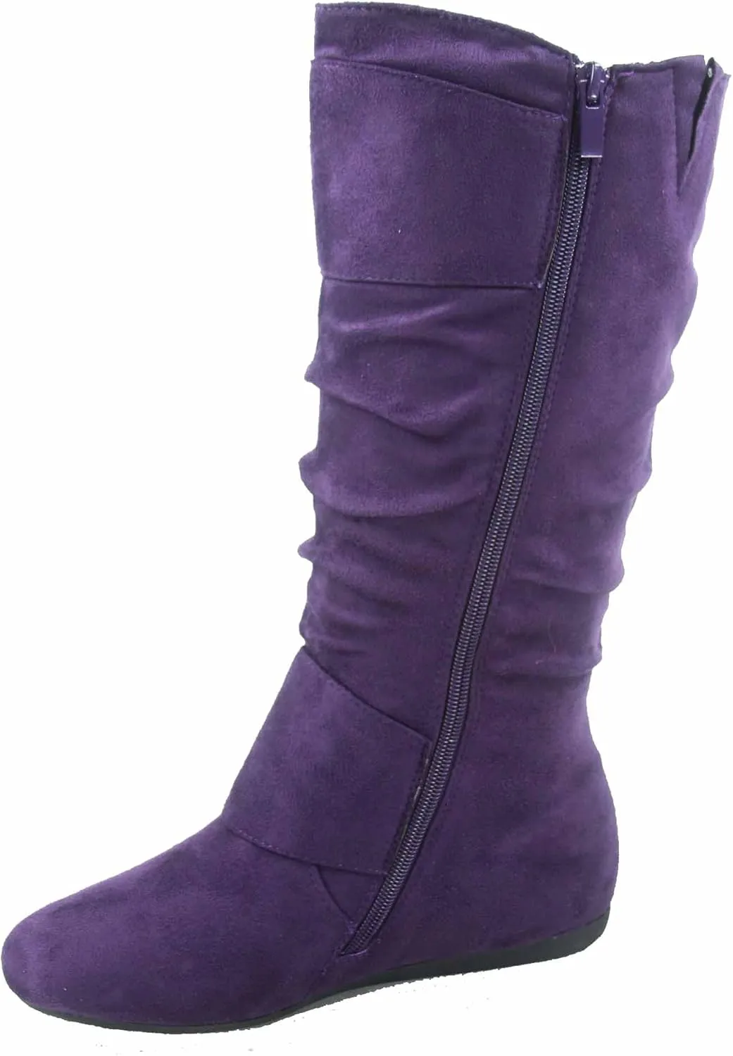 TOP Moda Bank-81 Women's Fashion Round Toe Flat Heel Zipper Buckle Slouchy Mi.