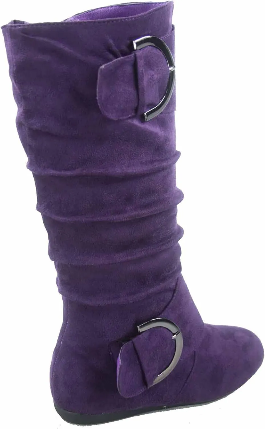 TOP Moda Bank-81 Women's Fashion Round Toe Flat Heel Zipper Buckle Slouchy Mi.