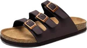 Torotto Boys Girls Sandals with Cork Footbed Adjustable Buckle Casual Slides Sandals Open Toes Flat for Kids Toddler