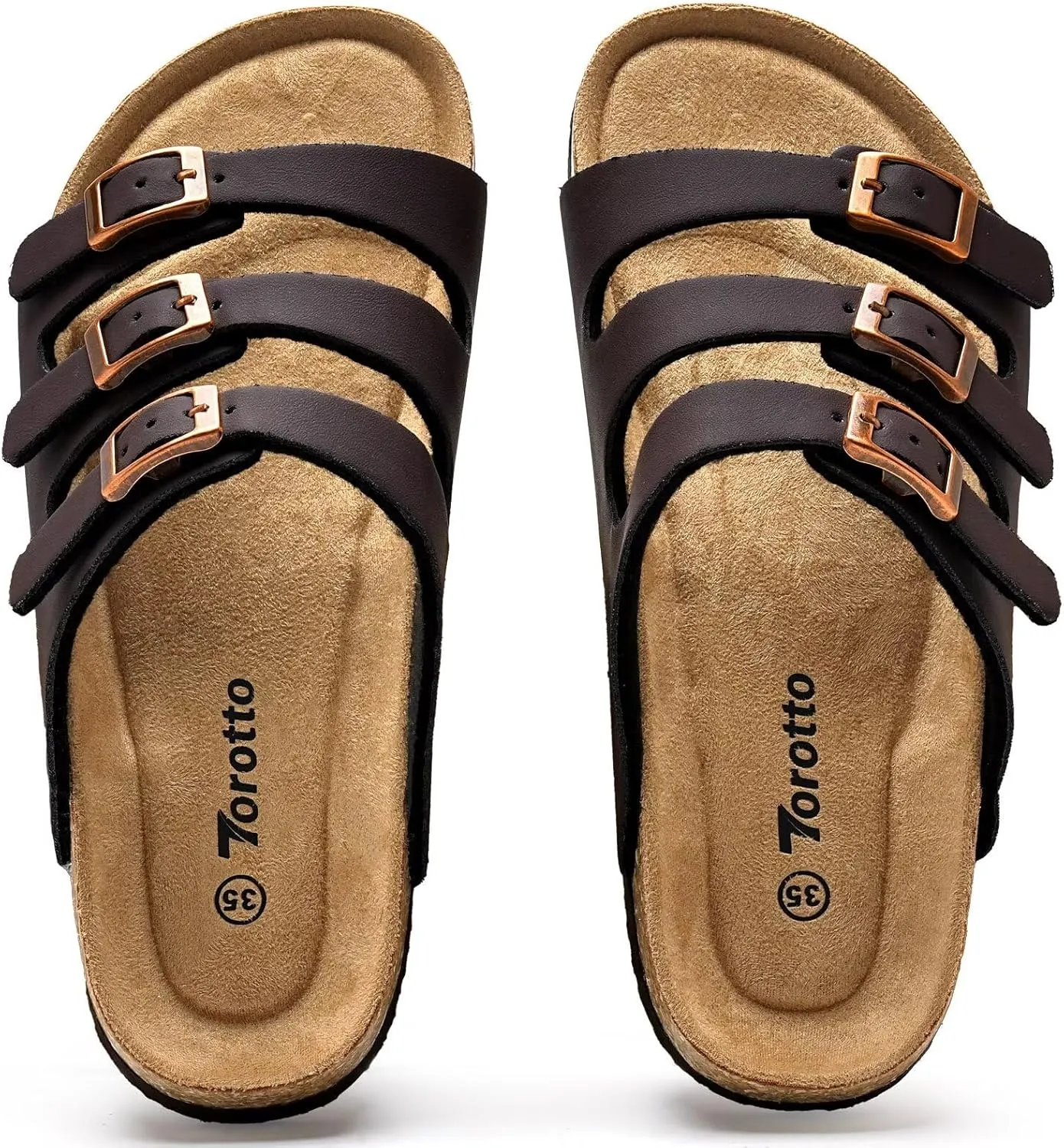 Torotto Boys Girls Sandals with Cork Footbed Adjustable Buckle Casual Slides Sandals Open Toes Flat for Kids Toddler