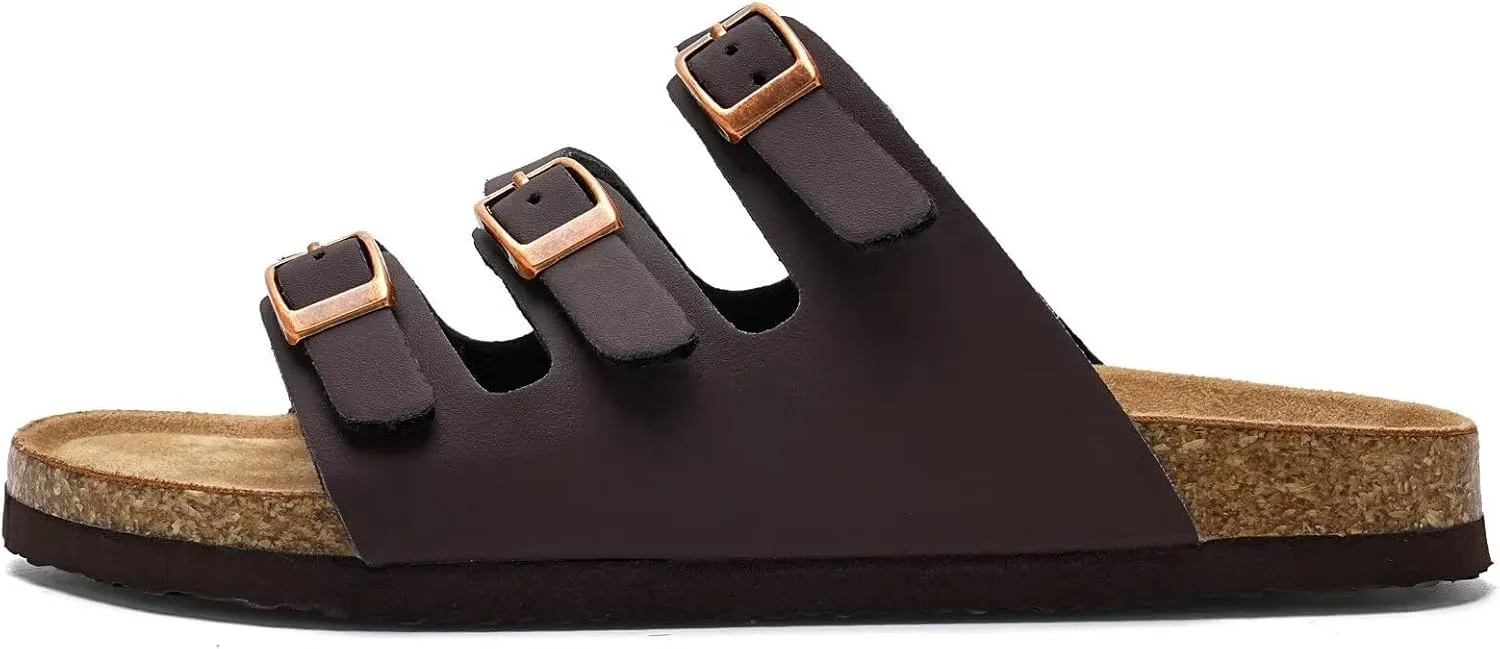 Torotto Boys Girls Sandals with Cork Footbed Adjustable Buckle Casual Slides Sandals Open Toes Flat for Kids Toddler