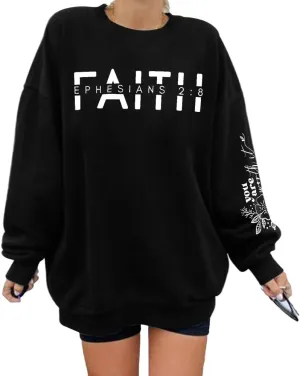 UNIQUEONE Christian Sweatshirt Women Faith Shirts: Jesus Sweatshirt Christian Religious Crewneck Long Sleeve Pullover Tops