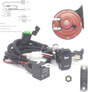 Universal UTV Horn Kit for RZR 12V Horn With Button Rocker Switch Compatible with Polaris RZR XP 1000, Ranger, Honda Pioneer Talon, Can Am Maverick X3, Yamaha Rhino, Arctic Cat Wildcat, Teryx 4