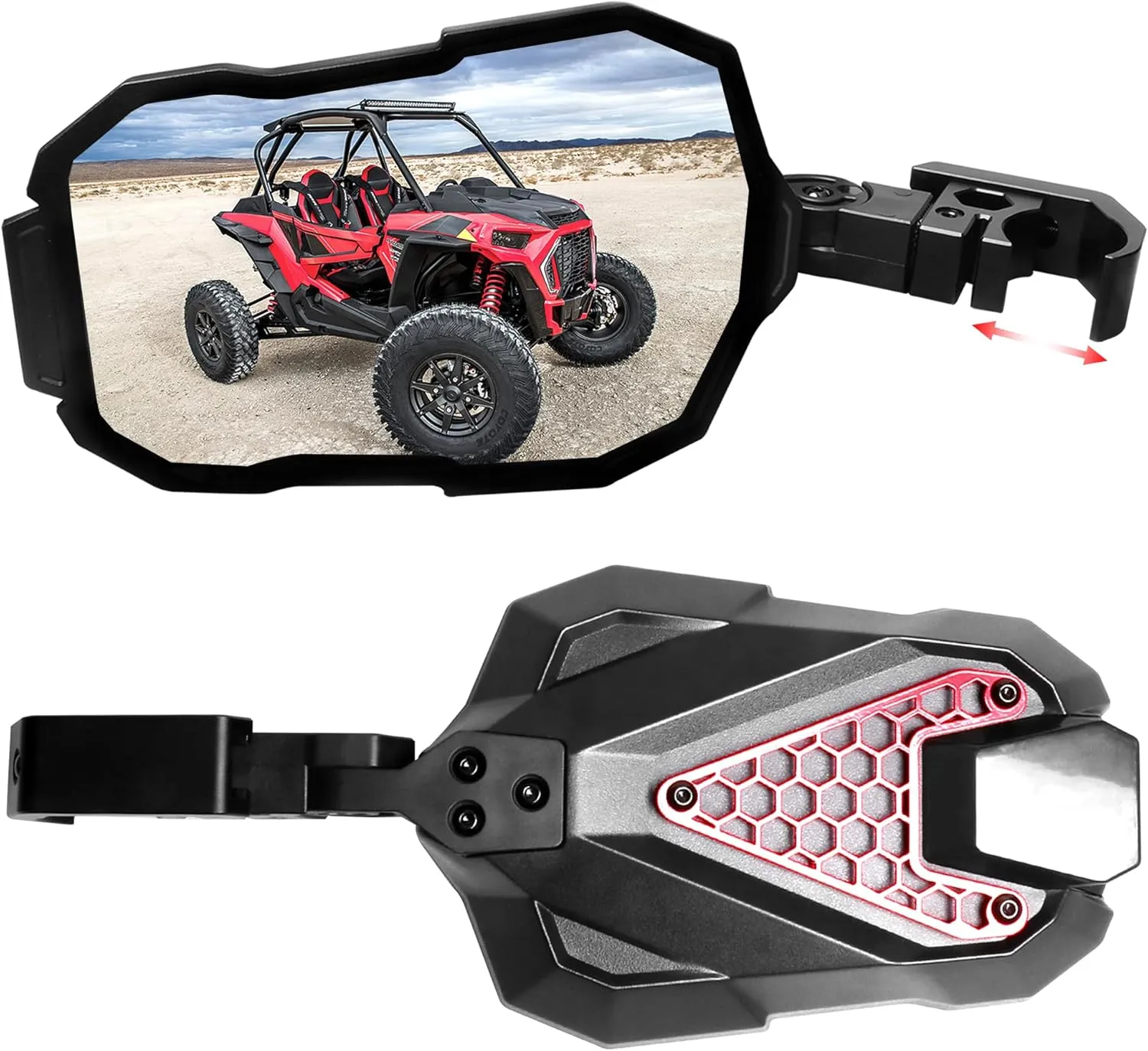 UTV Mirrors, UTV Side Mirrors for 1.5-2.0 Inch Roll Bar Compatible With Kawasaki Mule, Honda Pioneer SXS, Can-Am Maverick X3, Polaris RZR, Kubota RTV, Go Karts