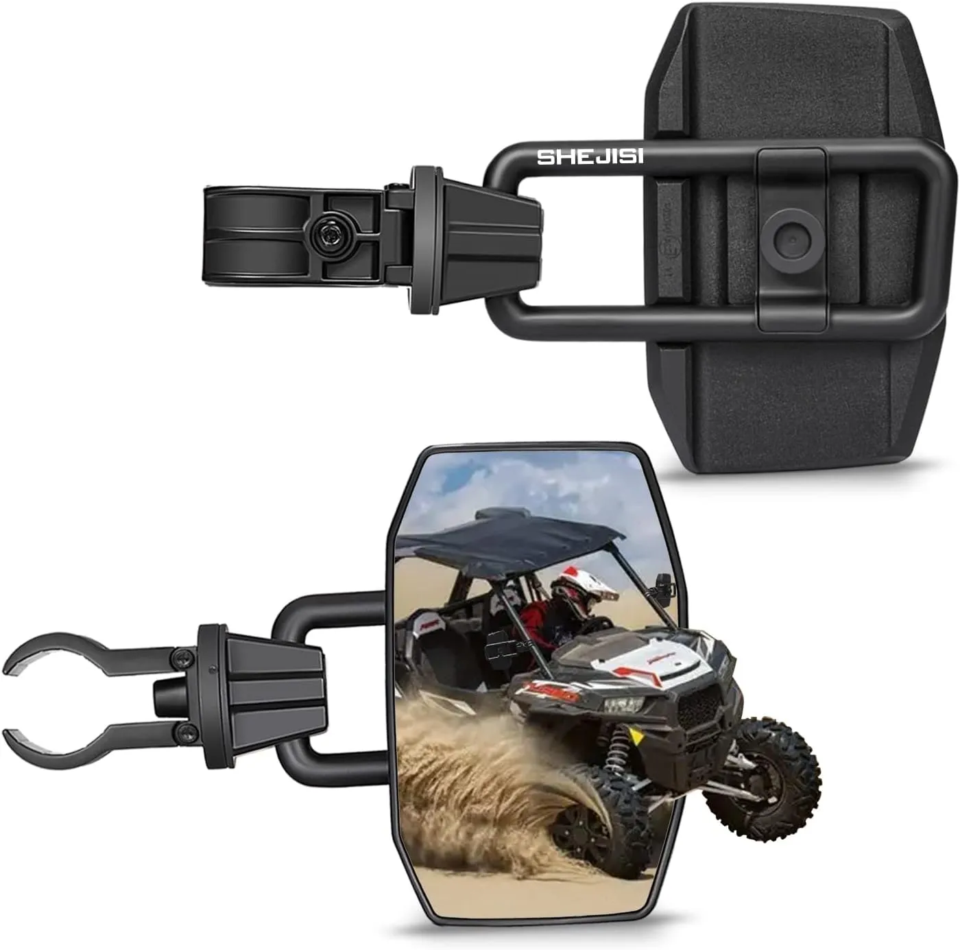 UTV Side Mirrors for 1.65"-2" Roll Cage, Aluminum Solid Bracket, 2023 New UTV Mirrors, Adjustable Satisfactory Viewing Angle Compatible with Polaris RZR, Can Am X3, Kawasaki Mule, Honda Pioneer SXS