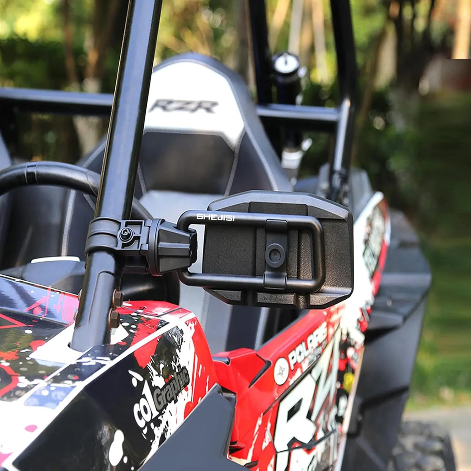 UTV Side Mirrors for 1.65"-2" Roll Cage, Aluminum Solid Bracket, 2023 New UTV Mirrors, Adjustable Satisfactory Viewing Angle Compatible with Polaris RZR, Can Am X3, Kawasaki Mule, Honda Pioneer SXS