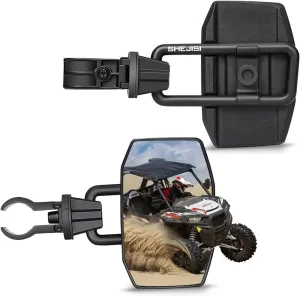UTV Side Mirrors for 1.65"-2" Roll Cage, Aluminum Solid Bracket, 2023 New UTV Mirrors, Adjustable Satisfactory Viewing Angle Compatible with Polaris RZR, Can Am X3, Kawasaki Mule, Honda Pioneer SXS