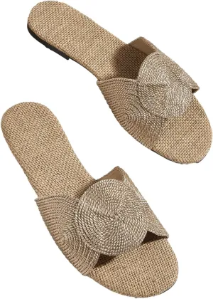 Verdusa Women's Open Toe Flat Sandal Casual Slip On Slides Beach Sandals