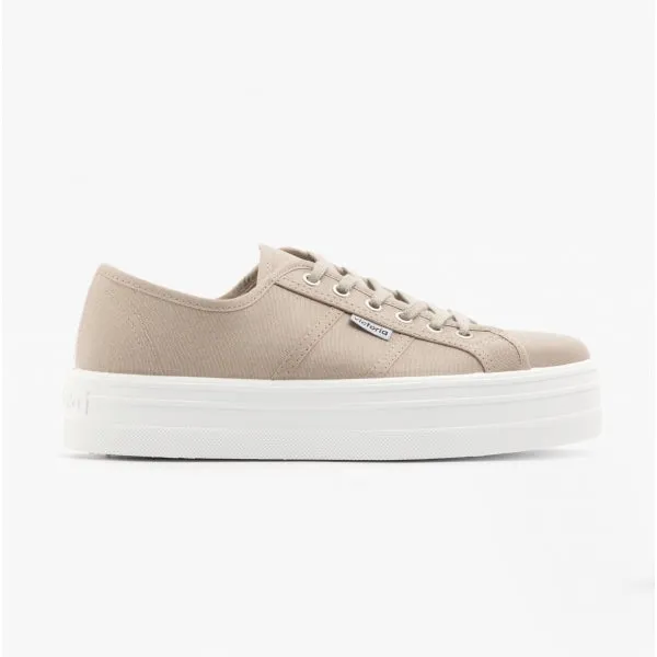 Victoria BARCELONA Womens Platform Canvas Trainers Beige