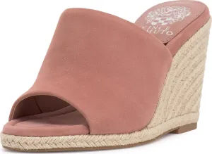Vince Camuto Women's Fayla Wedge Sandal, Dark Pale Pink Suede, 5.5