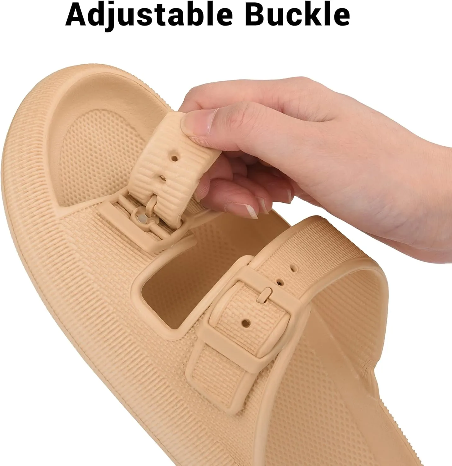 VONMAY Comfort Sandals for Women and Men Pillow Slippers Double Buckle Quick Dry Adjustable Slides Cushioned Thick Sole EVA Flat Sandals
