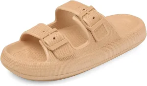 VONMAY Comfort Sandals for Women and Men Pillow Slippers Double Buckle Quick Dry Adjustable Slides Cushioned Thick Sole EVA Flat Sandals