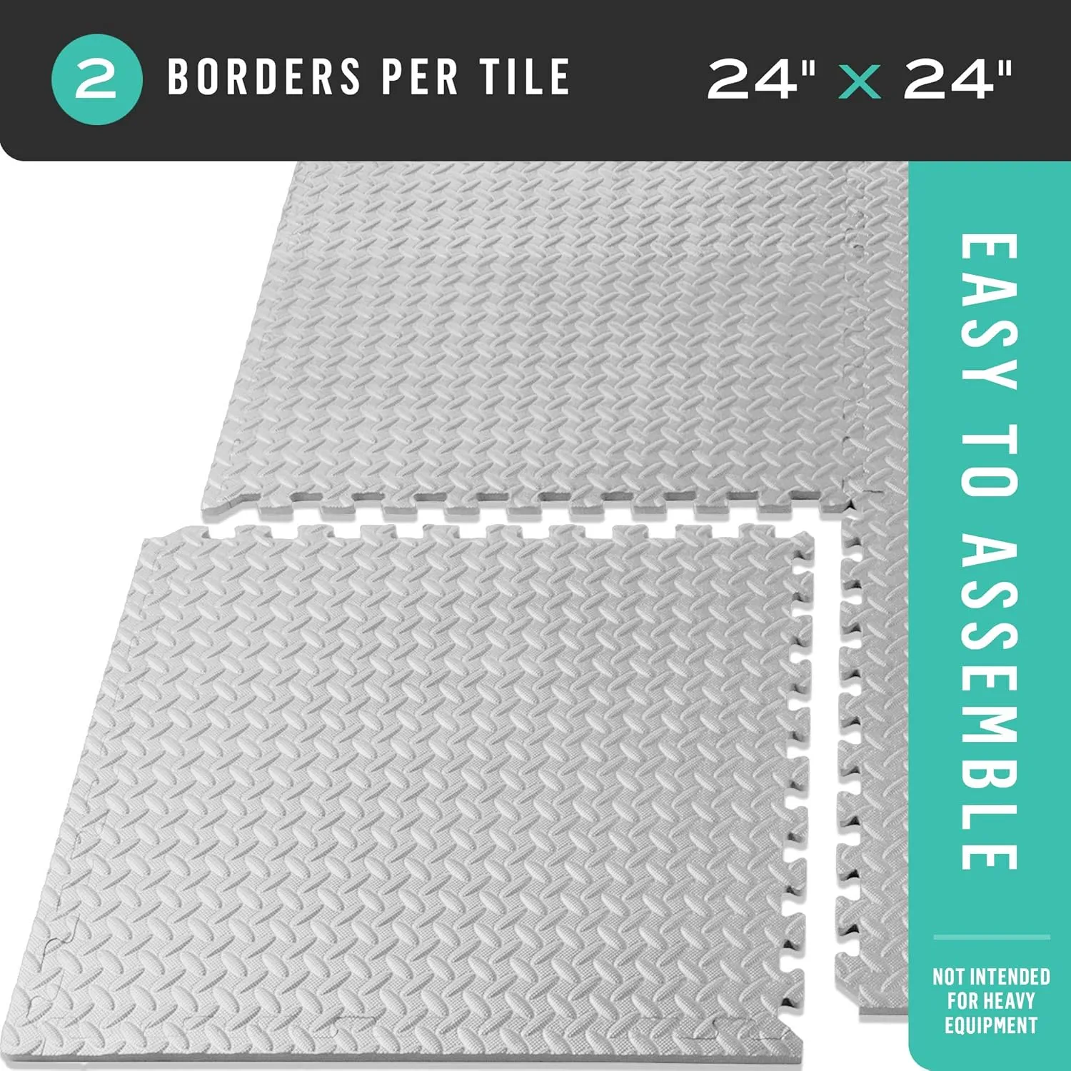 We Sell Mats 1/2 Inch Interlocking EVA Foam Personal Fitness Mat, Diamond Plate Exercise Mats for Indoor Workout, 24 in x 24 in