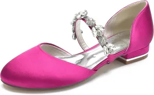 Wedding Shoes Flats Bride Satin Pearls Round Toe Flats Women Dress Shoes For/Engagement/Evening/Prom 2.5Cm