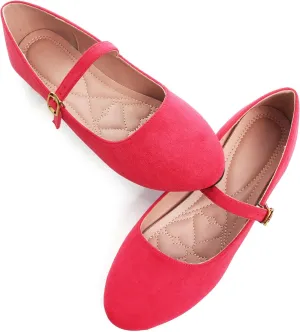WENJIAZHIZHI Women's Ankle Strap Mary Jane Flats Shoes for Women Comfortable Round Toe Casual Slip-On Ballet Walking Flats Dress Shoes
