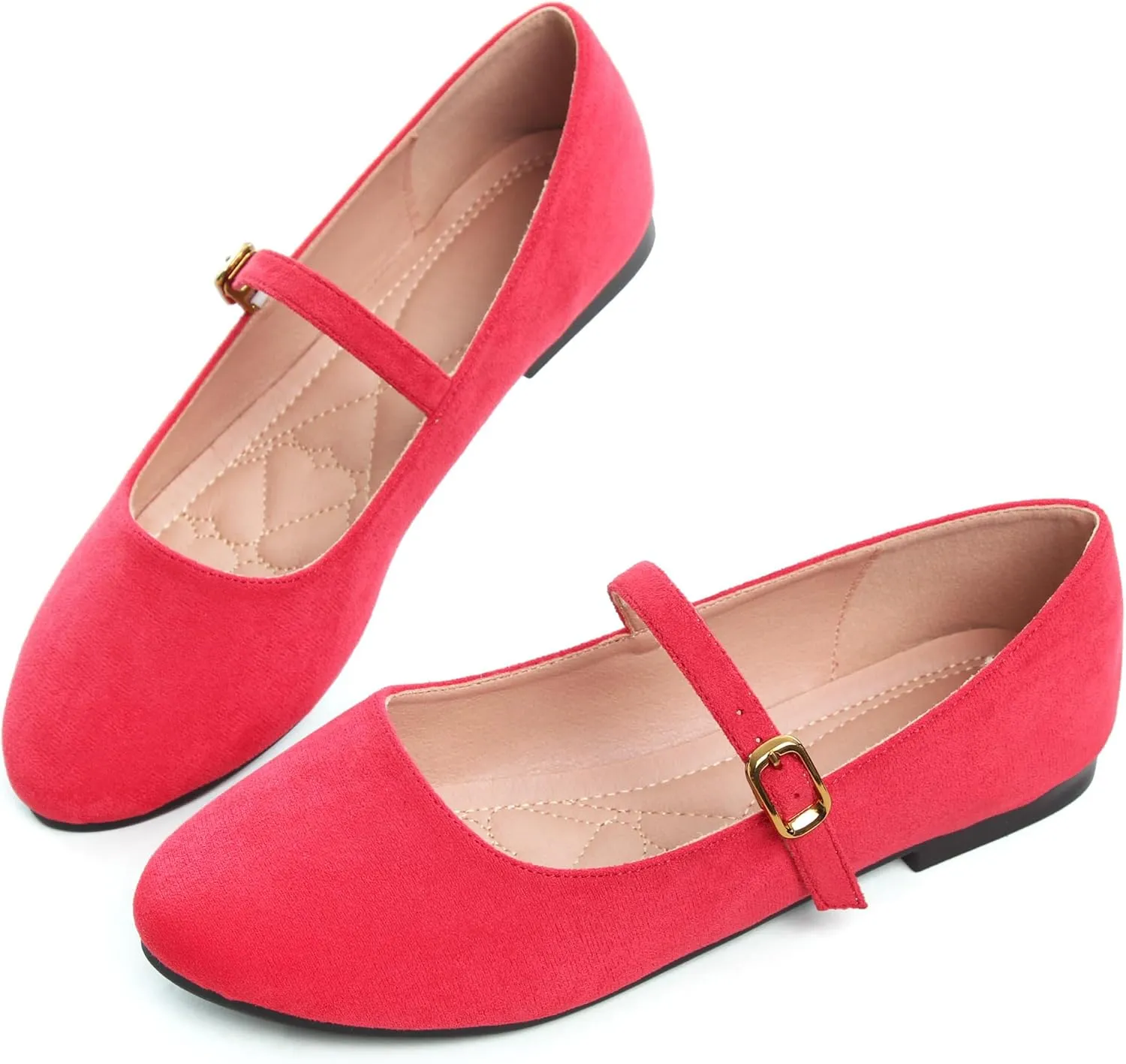 WENJIAZHIZHI Women's Ankle Strap Mary Jane Flats Shoes for Women Comfortable Round Toe Casual Slip-On Ballet Walking Flats Dress Shoes