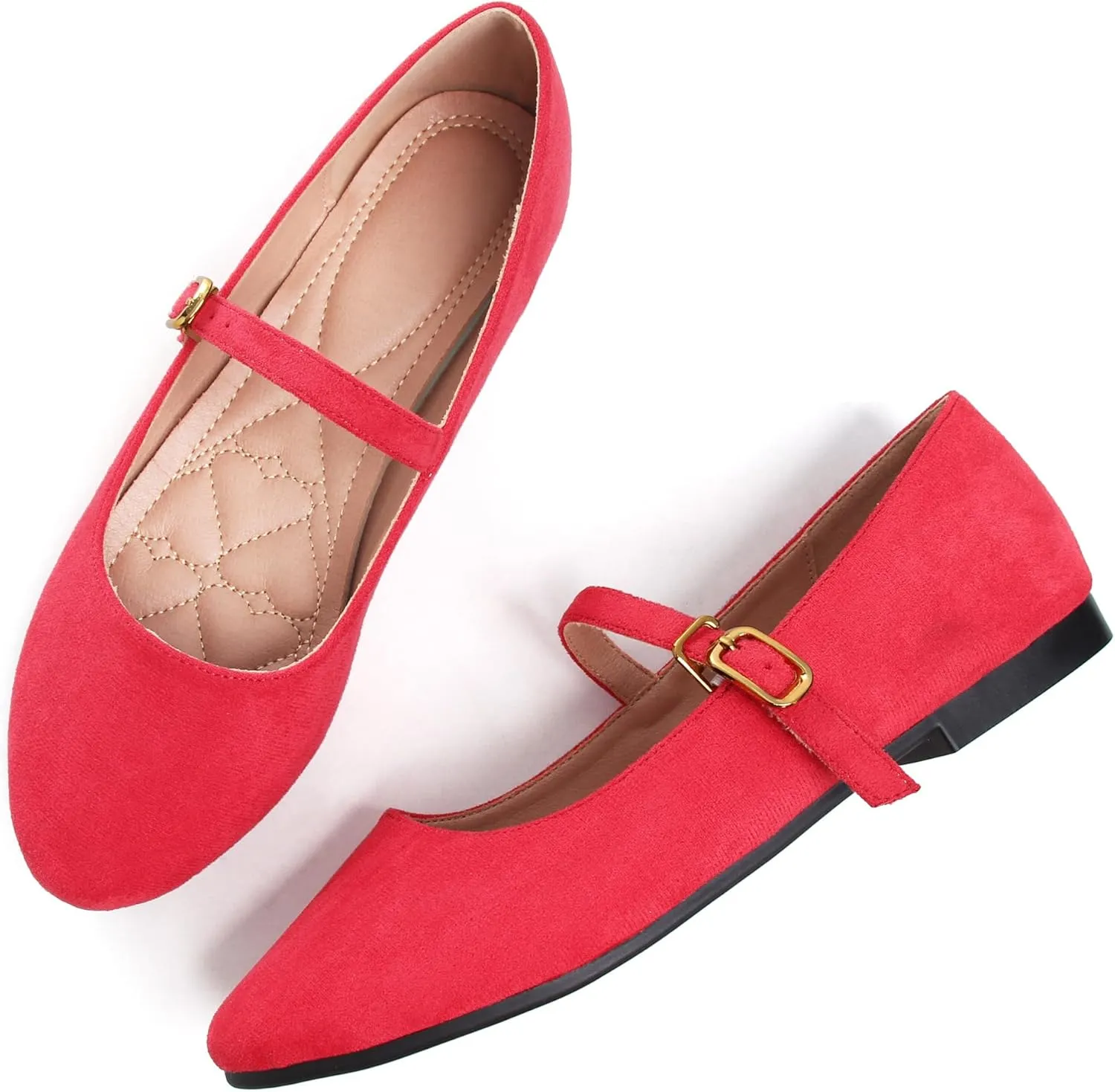 WENJIAZHIZHI Women's Ankle Strap Mary Jane Flats Shoes for Women Comfortable Round Toe Casual Slip-On Ballet Walking Flats Dress Shoes