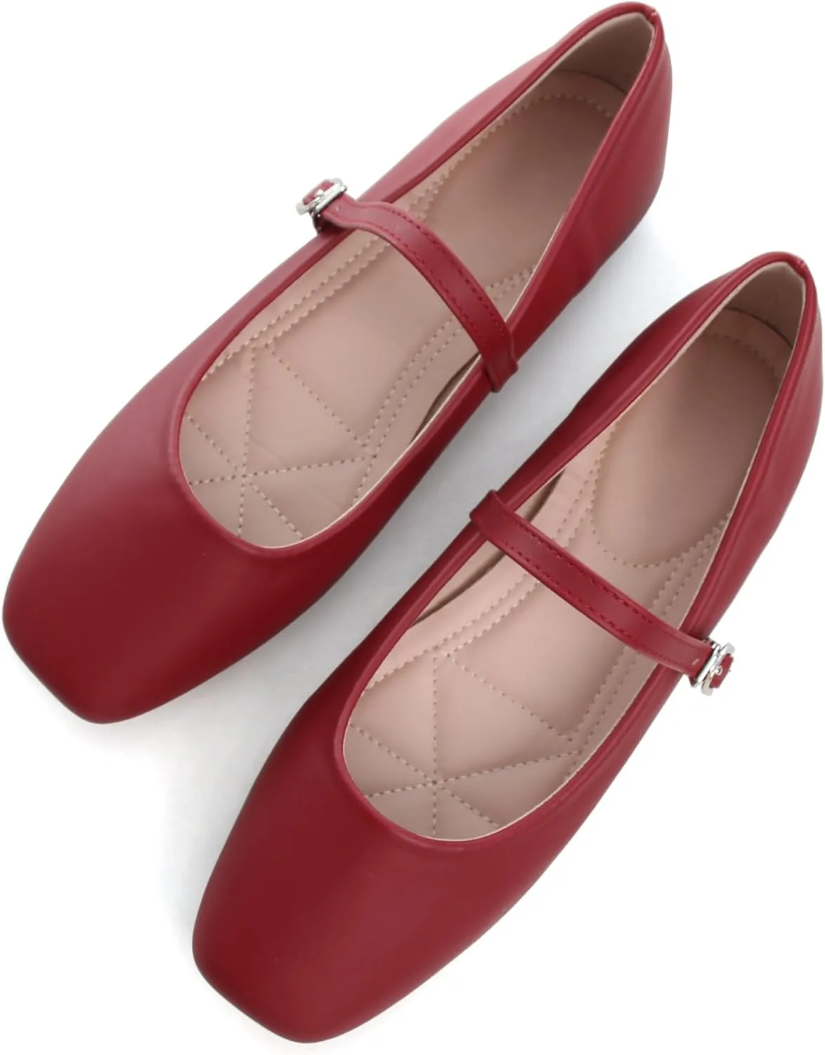 WENJIAZHIZHI Women's Ballet Flats Square Toe Comfortable Mary Jane Shoes Dressy Casual Slip-On Ballerina Working Flats Shoes