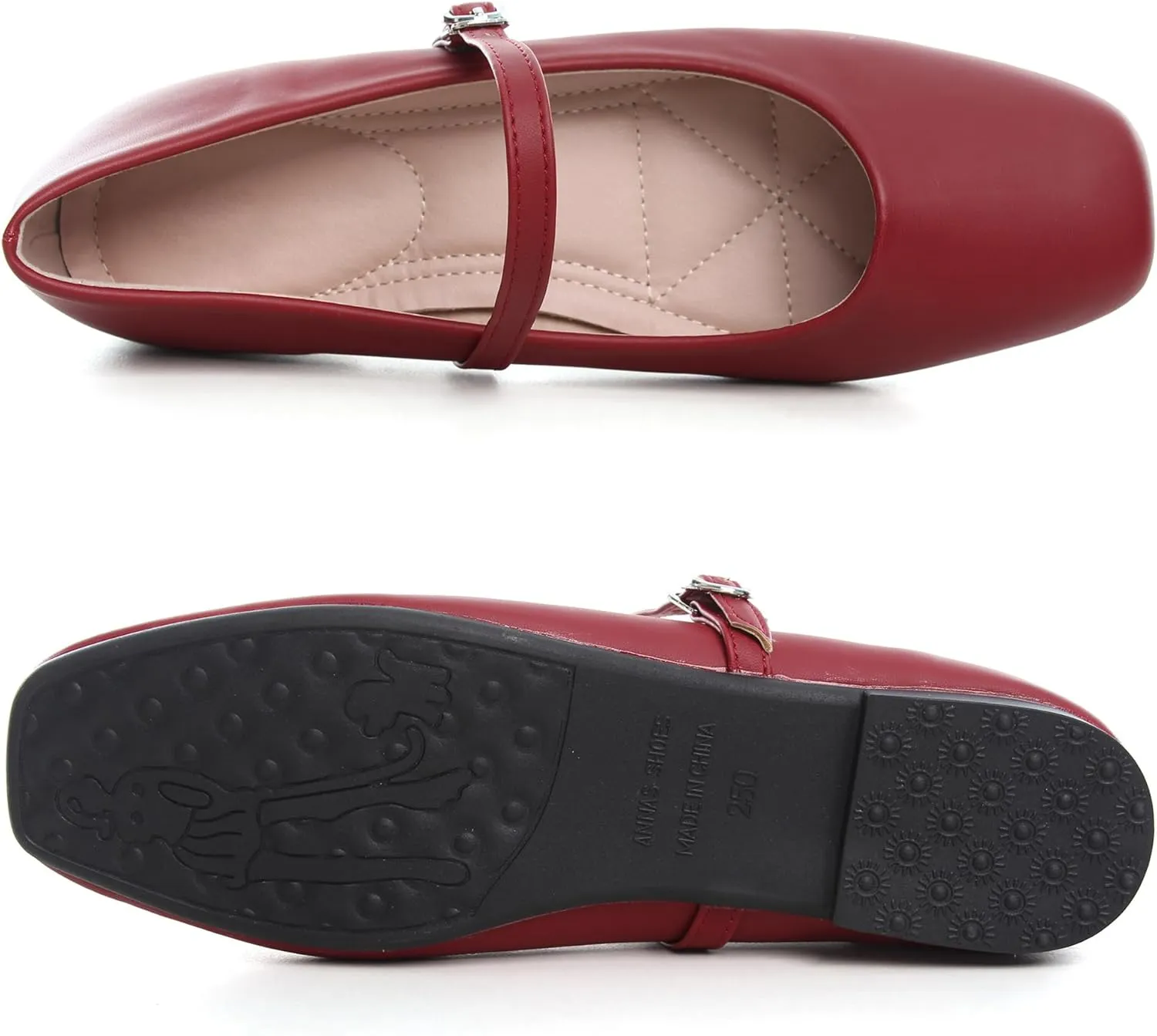 WENJIAZHIZHI Women's Ballet Flats Square Toe Comfortable Mary Jane Shoes Dressy Casual Slip-On Ballerina Working Flats Shoes
