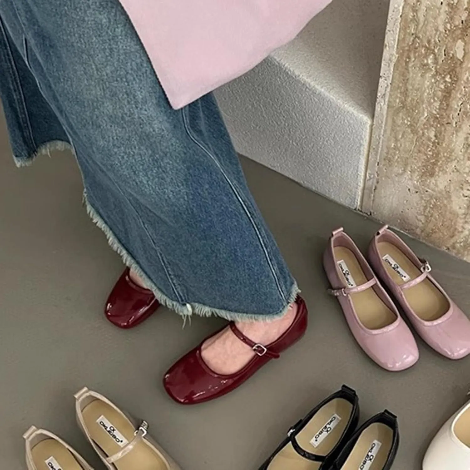 WENJIAZHIZHI Womens Square Toe Ballet Flats Comfortable Mary Jane Shoes Dressy Casual Slip-On Ballerina Walking Flat Shoes