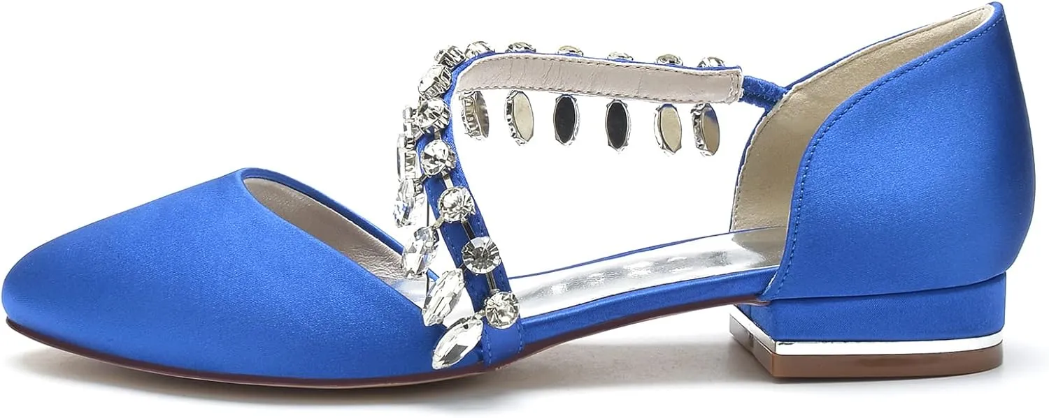 Women's Casual Flats Round Toe Satin Comfort Wedding Pumps Evening Bridal Party Dress Flat Shoes