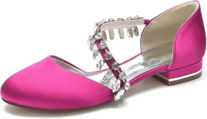 Women's Casual Flats Round Toe Satin Comfort Wedding Pumps Evening Bridal Party Dress Flat Shoes