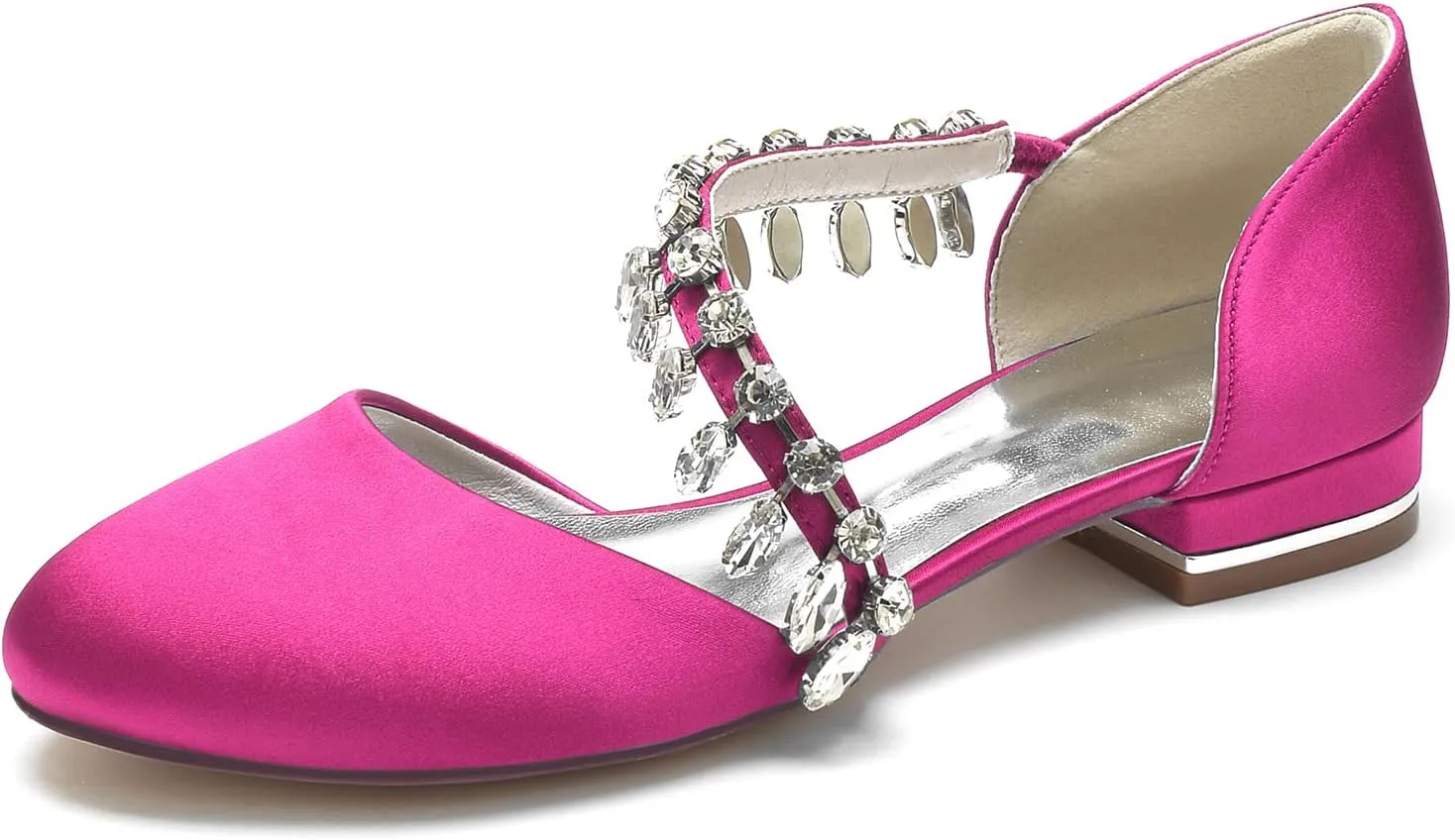 Women's Casual Flats Round Toe Satin Comfort Wedding Pumps Evening Bridal Party Dress Flat Shoes