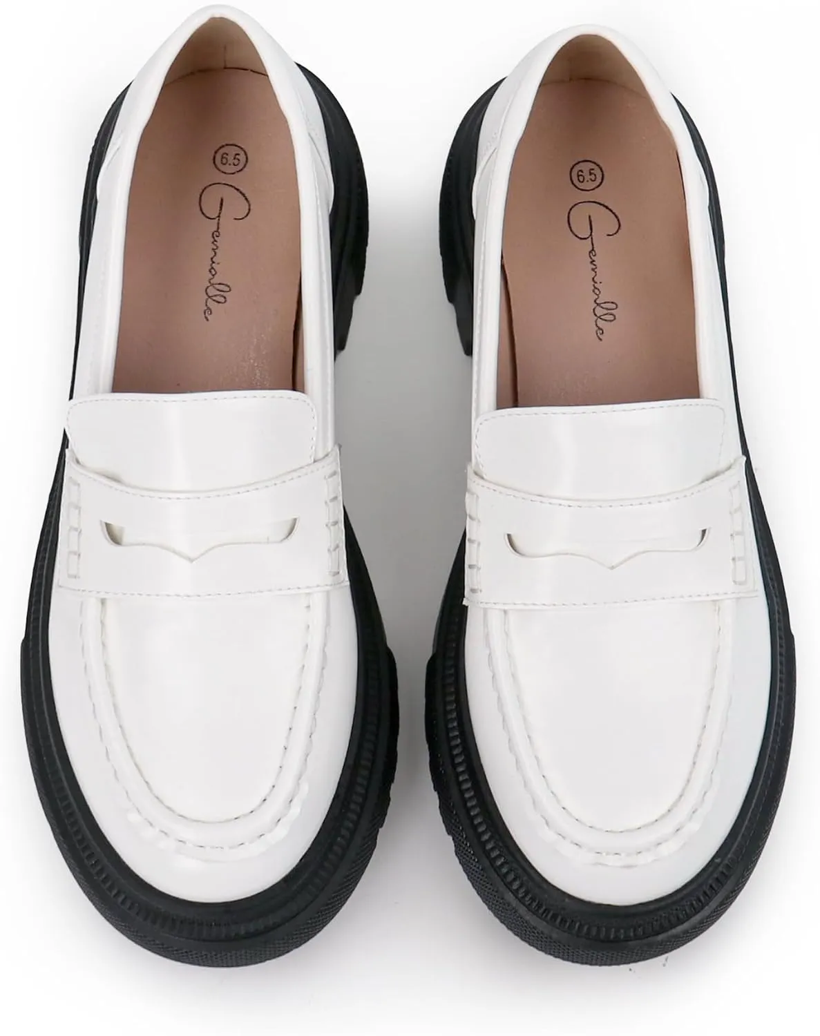 Women's Fashion Comfortable Platform Chunky Loafers & Slip On Casual Penny Loafers Round Toe Padded Business Dress Shoes