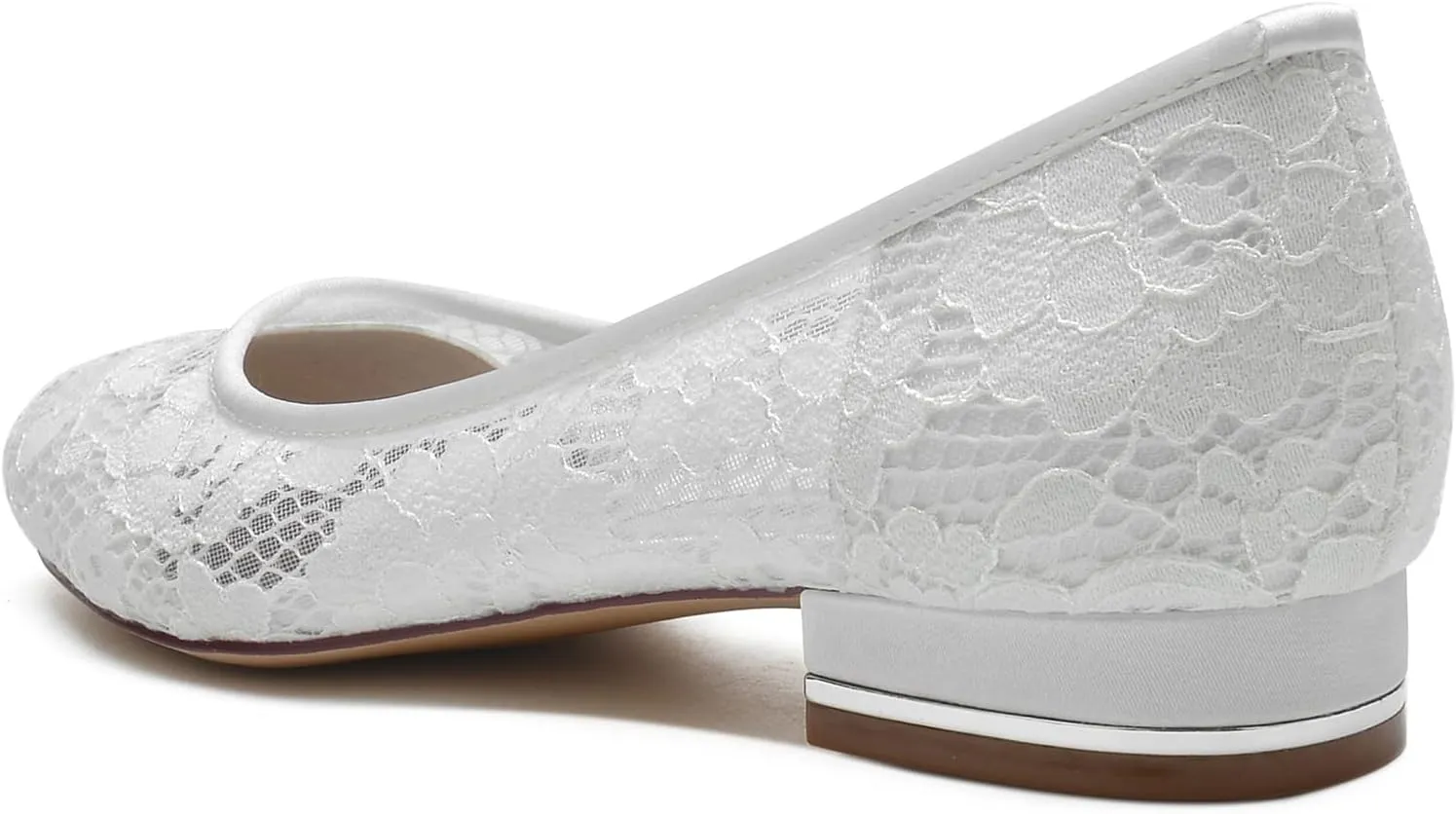 Women's Lace Floral Ballet Flat Flats Bridal Pump Shoes Closed Round Toe Office Work Church Wedding Party Dress Flat Shoes