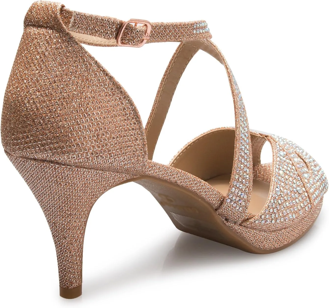 Women's Sexy Strappy Glitter Rhinestone Open Toe Heel Sandals - Adjustable buckle