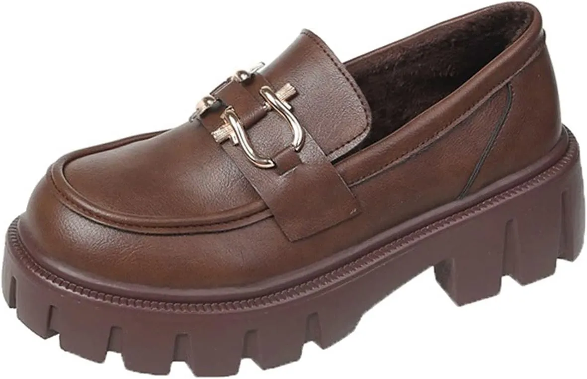 Womens Shoes Spring and Autumn Flat Shoes Women's Leather Shoes Thick Soled Casual Shoes