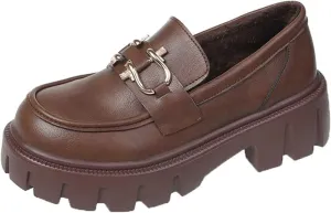 Womens Shoes Spring and Autumn Flat Shoes Women's Leather Shoes Thick Soled Casual Shoes