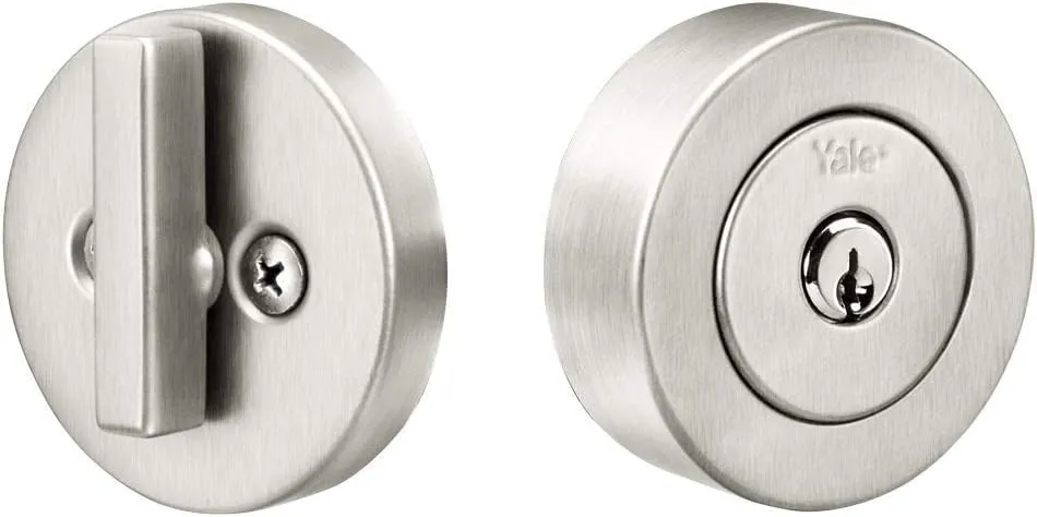 Yale Home 4881619FR Flat Round Single Cylinder, Satin Chrome Deadbolt