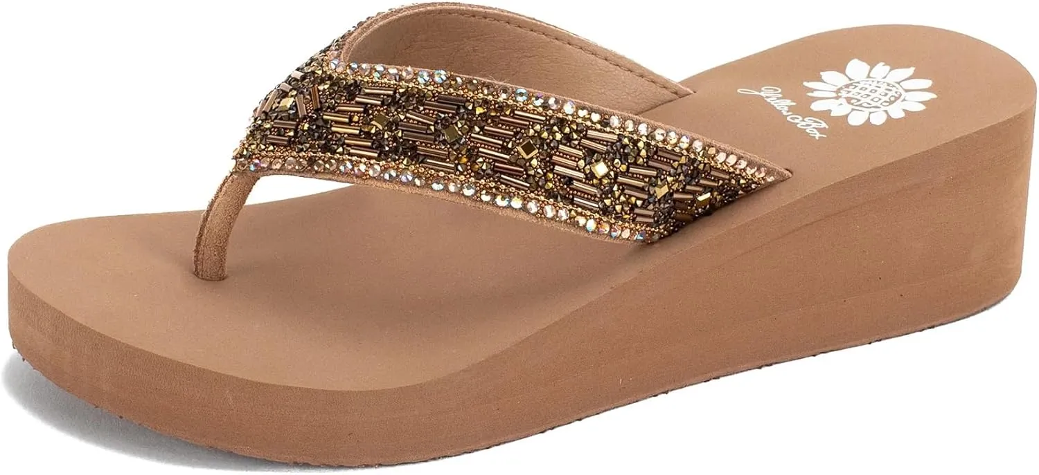 Yellow Box Women's Salima Wedge Sandal, Platform Flip-Flop, Round Toe, Medium-High Heel, Signature EVA