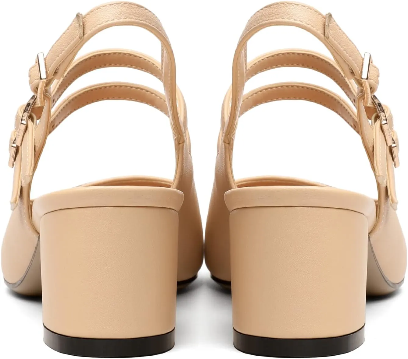 Zamikoo Women's Slingback Heels Round Cap Toe Low Block Heel Pumps with Adjustable Buckle, 2 Inches Heeled Sandals Office Dress Pumps Shoes