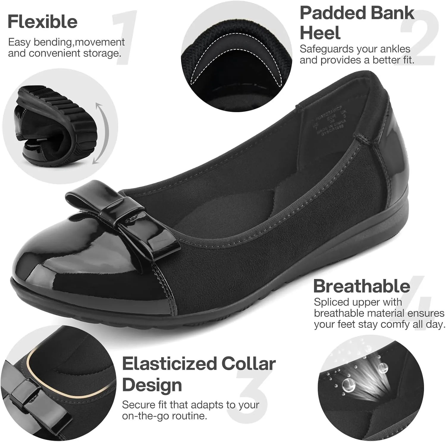 ZURIN Women's Comfortable Ballet Dressy Flats Round Toe Flats Slip On Flats Dress Work Shoes for Business Casual Office